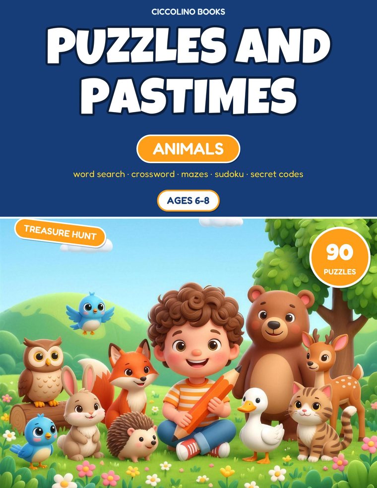 Puzzles and Pastimes for Kids Ages 6-8 — Animals